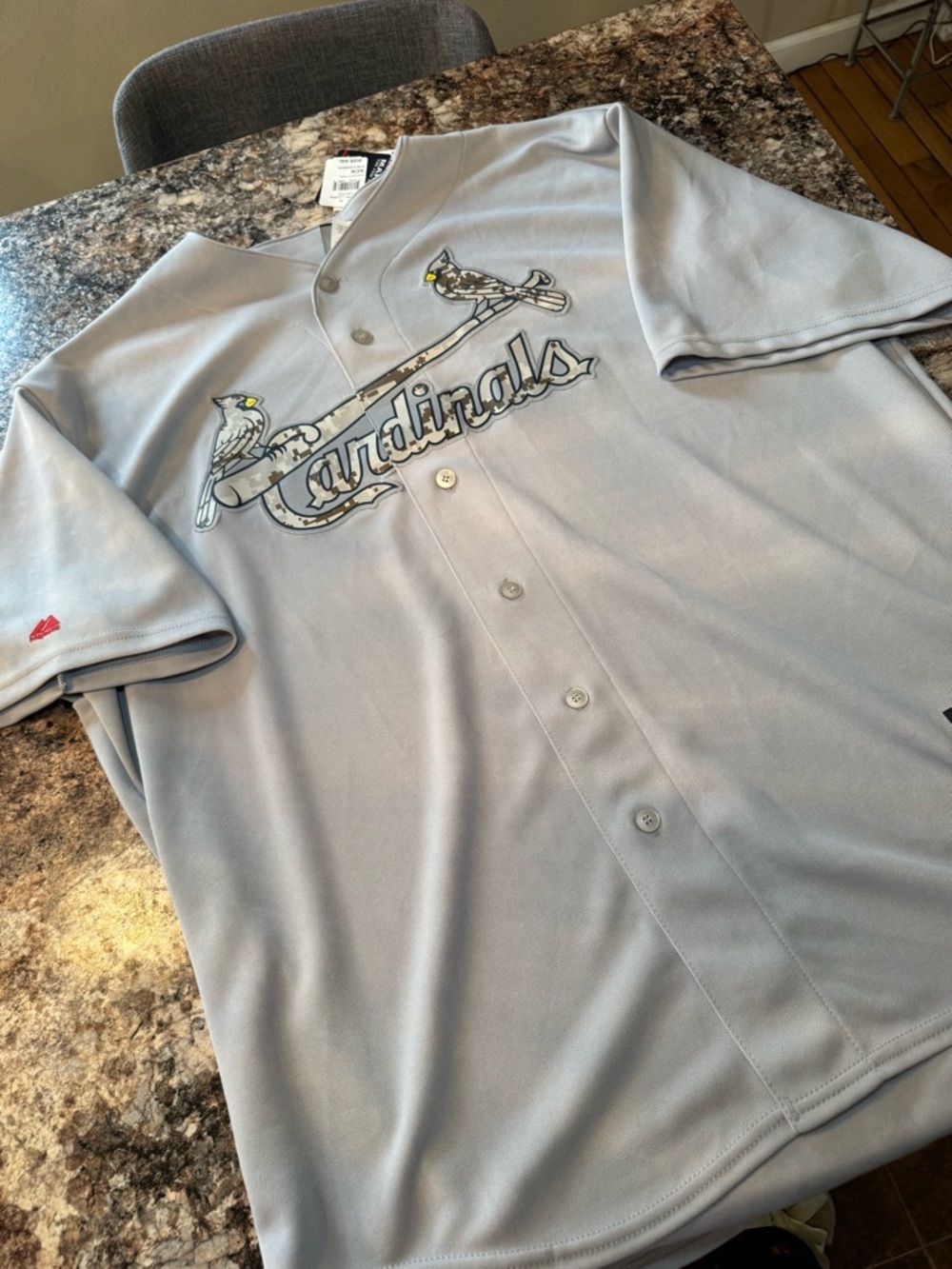 Majestic St. Louis Cardinals Light Gray Button-Up Jersey